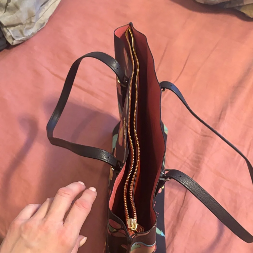 Coach Black Tote with Colorful Floral Design - Picture 9 of 15